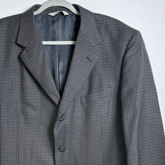 Linea Uomo Men’s Blazer Jacket 46R Wool Blend Black Gray Micro Check Sport Coat - Picture 2 of 9